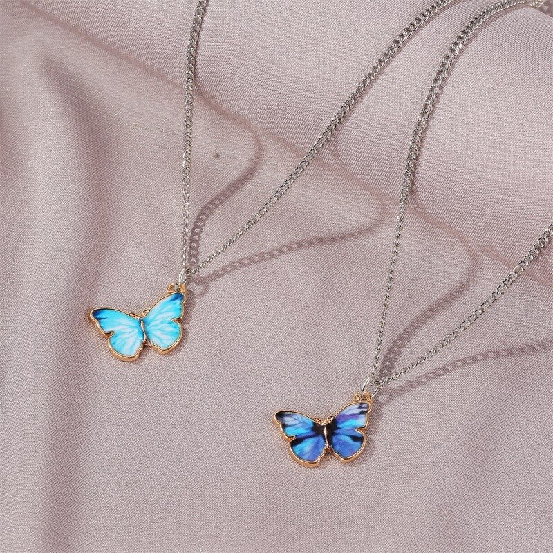 Blue Butterfly Necklace