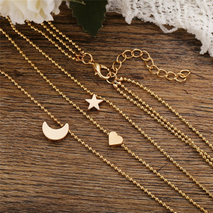 Triple Moon Star Heart Necklace Choker