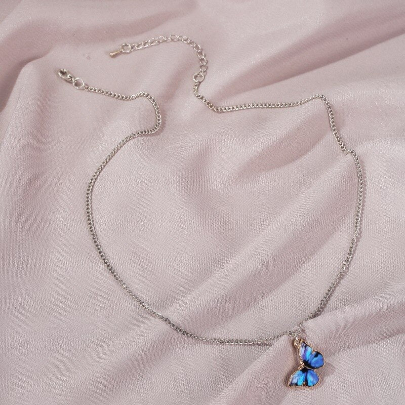 Blue Butterfly Necklace